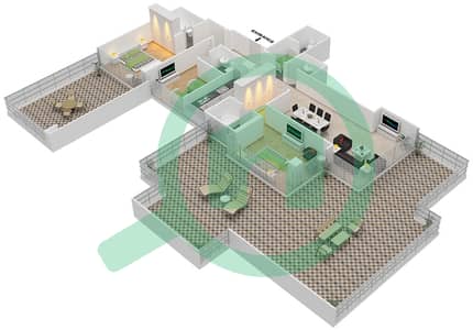 高尔夫长廊公寓2B楼 - 3 卧室公寓单位1-FLOOR 3戶型图