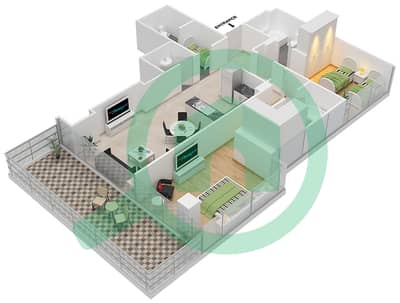 المخططات الطابقية لتصميم الوحدة 1 FLOOR 4 شقة 3 غرف نوم - غولف بروميناد 2A