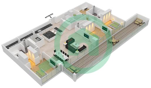 Сикс Сенсес Резиденсес - Пентхаус 3 Cпальни планировка Тип/мера B1/03 FLOOR 2,4,6,8