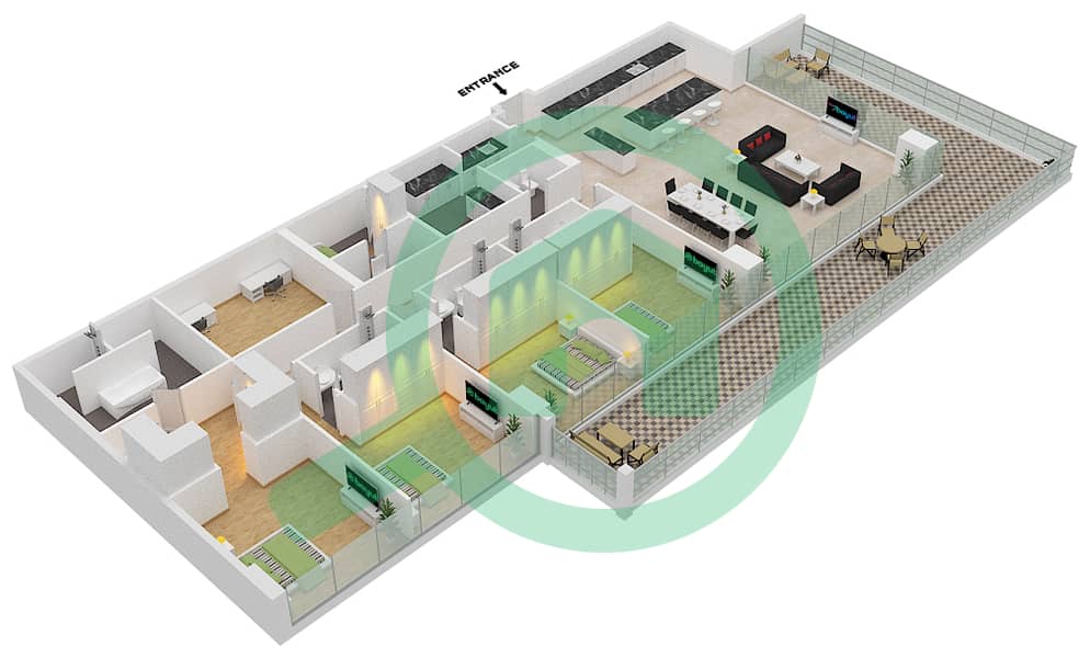 Six Senses Residences - 4 Bedroom Penthouse Type/unit C3/9 FLOOR 2,4,6,8 Floor plan interactive3D