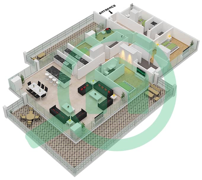 المخططات الطابقية لتصميم النموذج / الوحدة B5/6 FLOOR 2,4,6-8 بنتهاوس 3 غرف نوم - سيكس سينسيز ريزيدنس interactive3D