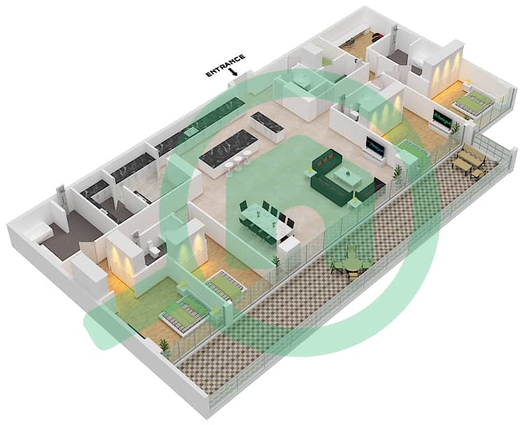 المخططات الطابقية لتصميم النموذج / الوحدة C4/8 FLOOR 3,5 بنتهاوس 4 غرف نوم - سيكس سينسيز ريزيدنس interactive3D