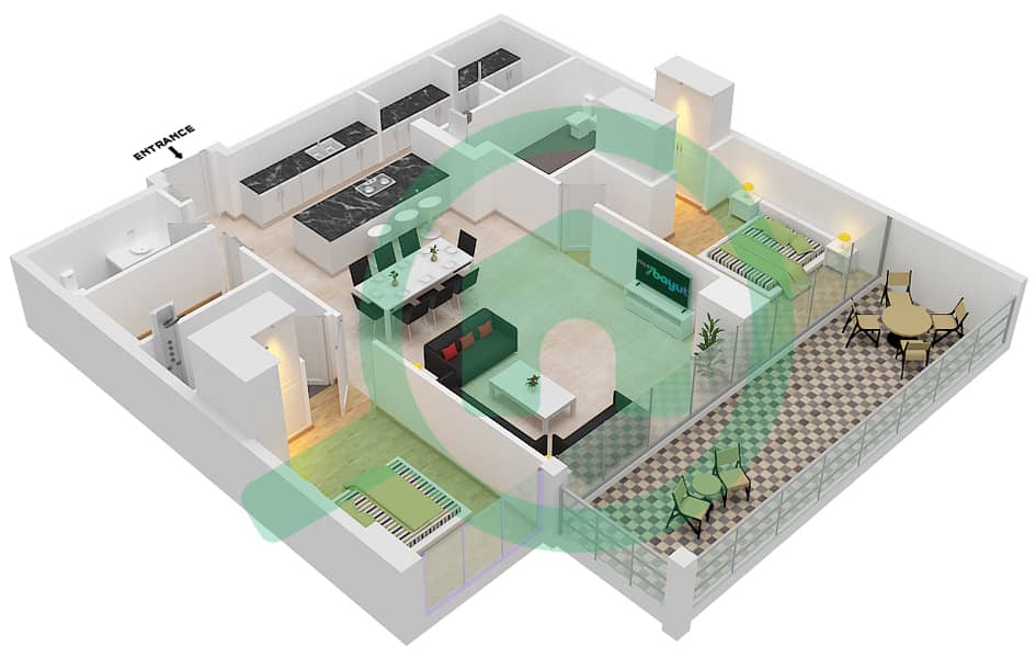 Six Senses Residences - 2 Bedroom Penthouse Type/unit A1/02 FLOOR 4,6 Floor plan interactive3D