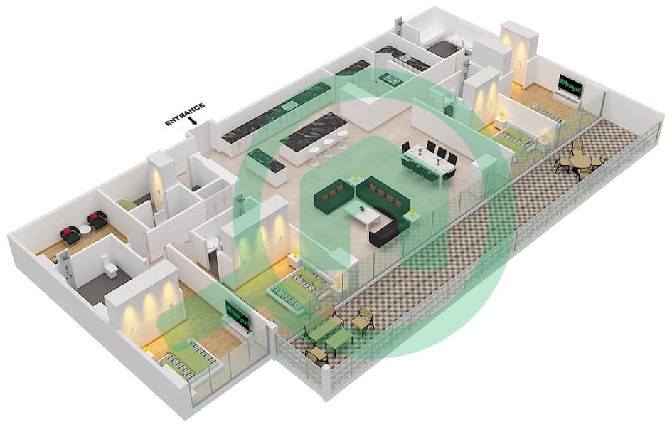 Six Senses Residences - 4 Bedroom Penthouse Type/unit C1/8 FLOOR 4,6,8 Floor plan interactive3D