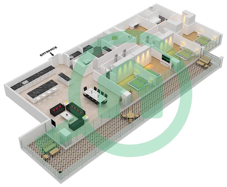 六善公寓 - 4 卧室顶楼公寓类型／单位C2/04 FLOOR 5戶型图 interactive3D