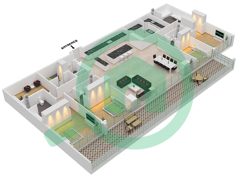 Six Senses Residences - 4 Bedroom Penthouse Type/unit C1/8 FLOOR 5 Floor plan interactive3D