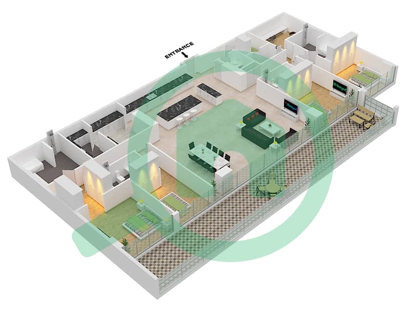 المخططات الطابقية لتصميم النموذج / الوحدة C4/07 FLOOR 5 بنتهاوس 4 غرف نوم - سيكس سينسيز ريزيدنس interactive3D