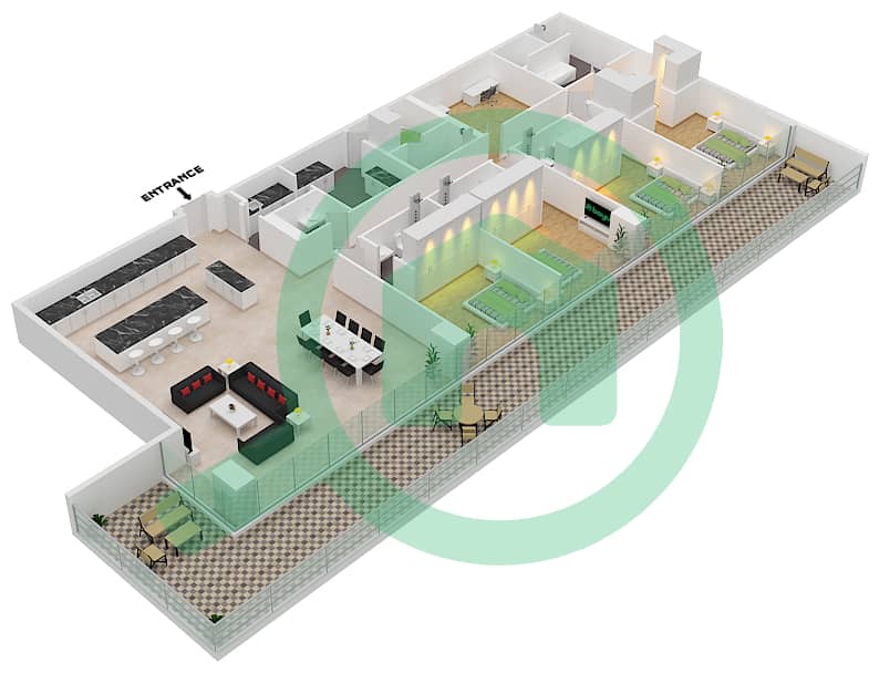 Six Senses Residences - 4 Bedroom Penthouse Type/unit C2/4 FLOOR 6,8 Floor plan interactive3D