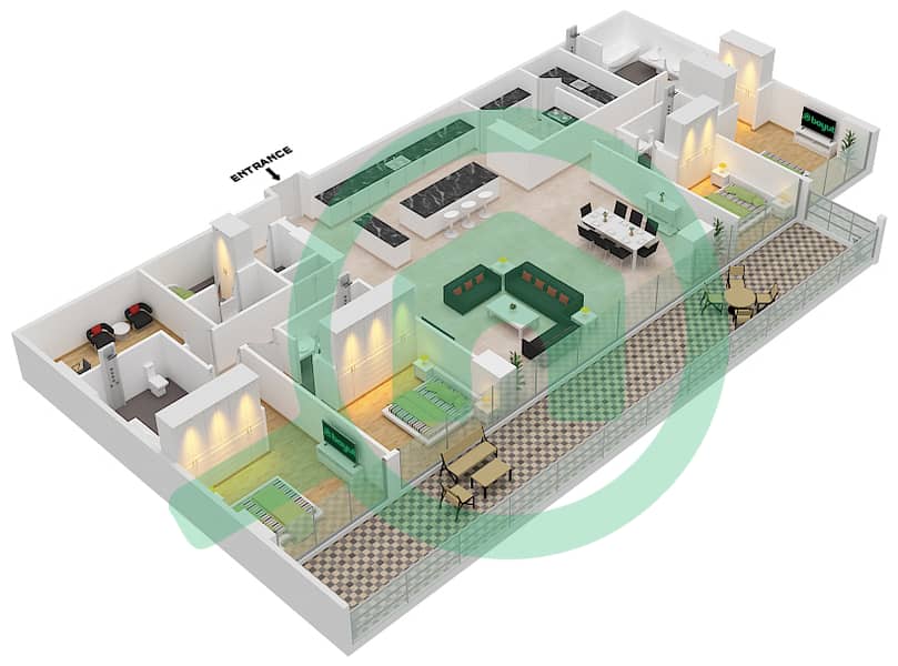 Six Senses Residences - 4 Bedroom Penthouse Type/unit C1/7 FLOOR 7 Floor plan interactive3D