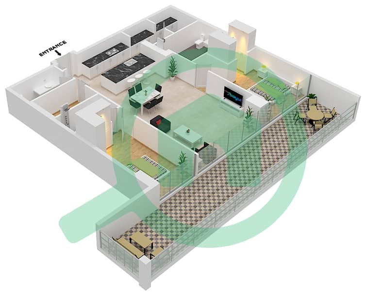 Сикс Сенсес Резиденсес - Пентхаус 2 Cпальни планировка Тип/мера A1/2 FLOOR 8 interactive3D