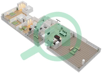 高尔夫长廊公寓2A楼 - 3 卧室公寓单位1 FLOOR 12戶型图