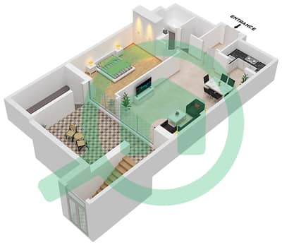 المخططات الطابقية لتصميم النموذج ATF BASEMENT شقة 1 غرفة نوم - الزينة A