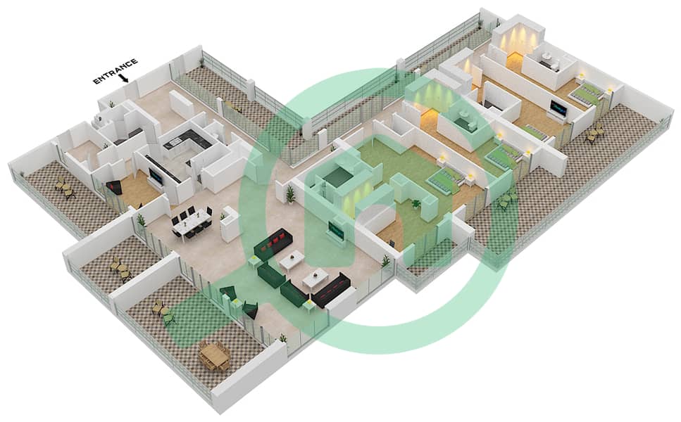 Al Zeina Building A - 4 Bedroom Apartment Type PHA FLOOR-2-14 Floor plan Floor-2-14 interactive3D