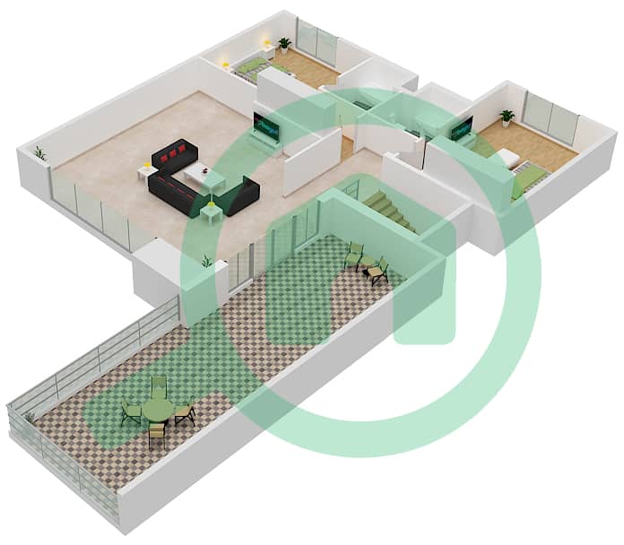 Al Zeina Building A - 5 Bedroom Apartment Type PV1-A2 Floor plan Upper Floor interactive3D