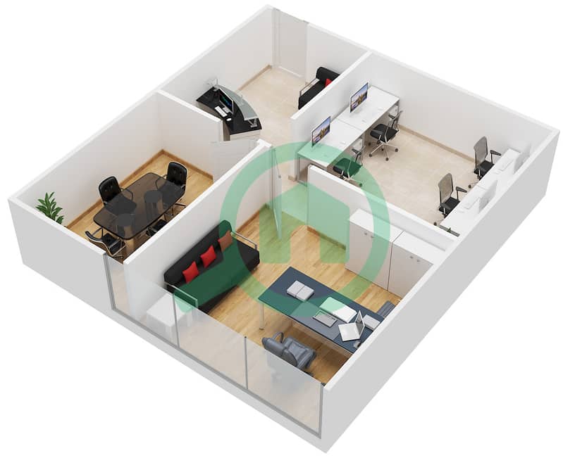 Оксфорд Тауэр - Офис  планировка Тип 2 interactive3D