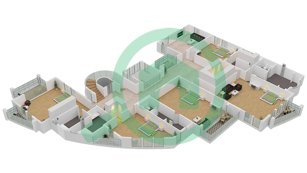 Four Pearls - 6 Bedroom Villa Type B Floor plan First Floor interactive3D
