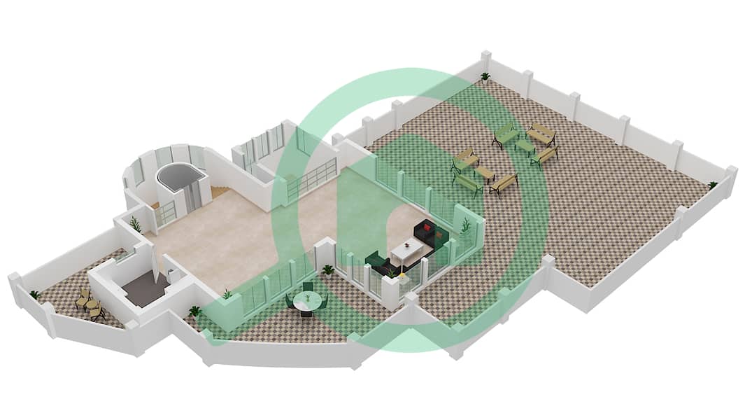 المخططات الطابقية لتصميم النموذج B فیلا 6 غرف نوم - فور بيرلز Second Floor interactive3D