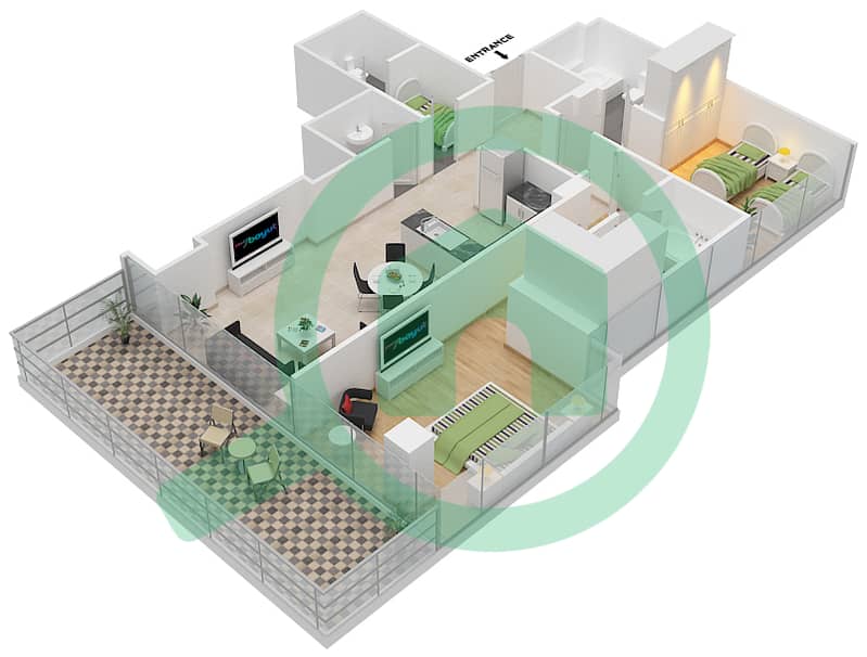 Golf Promenade 2A - 3 Bedroom Apartment Unit 1 FLOOR 4 Floor plan Floor 4 interactive3D