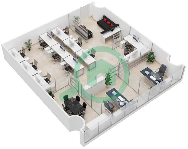 Метрополис Тауэр - Офис  планировка Тип 3,6,11,14 interactive3D