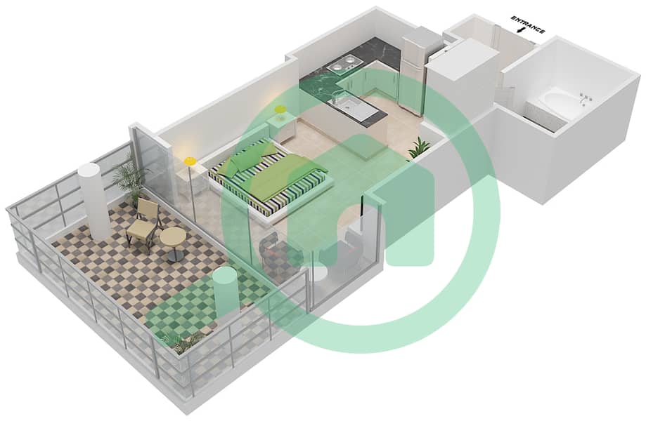 Golf Promenade 2A - Studio Apartment Unit 12 FLOOR 4-5 Floor plan interactive3D