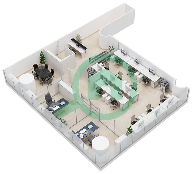Метрополис Тауэр - Офис  планировка Тип 4,5,12,13 interactive3D