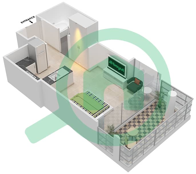 Гольф Променад 2А - Апартамент Студия планировка Единица измерения 12 FLOOR 6 Floor-6 interactive3D