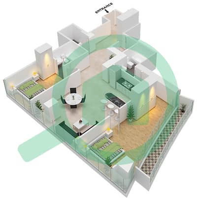 Marina Bay By DAMAC - 2 Bedroom Apartment Unit 604 FLOOR 6TH Floor plan