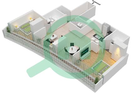 المخططات الطابقية لتصميم الوحدة 605 FLOOR 6TH شقة 1 غرفة نوم - مارينا باي من داماك