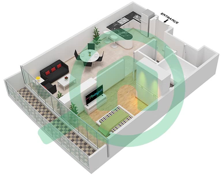 Marina Bay By DAMAC - 1 Bedroom Apartment Unit 608 FLOOR 6TH Floor plan Floor 6th interactive3D