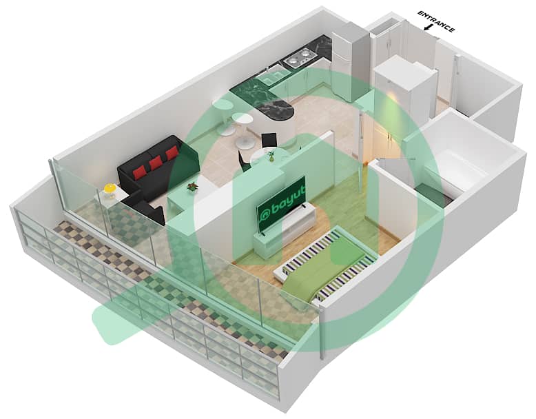 Marina Bay By DAMAC - 1 Bedroom Apartment Unit 610-A FLOOR 6TH Floor plan Floor 6th interactive3D