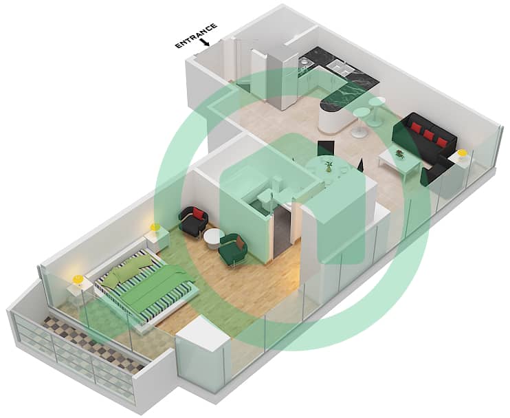 Marina Bay By DAMAC - 1 Bedroom Apartment Unit 610 FLOOR 6TH Floor plan Floor 6th interactive3D