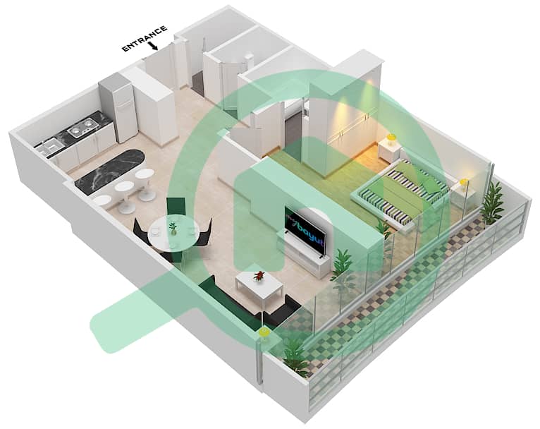 Marina Bay By DAMAC - 1 Bedroom Apartment Unit 612 FLOOR 6TH Floor plan Floor 6th interactive3D