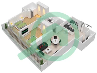المخططات الطابقية لتصميم الوحدة 701 FLOOR 7TH شقة 2 غرفة نوم - مارينا باي من داماك