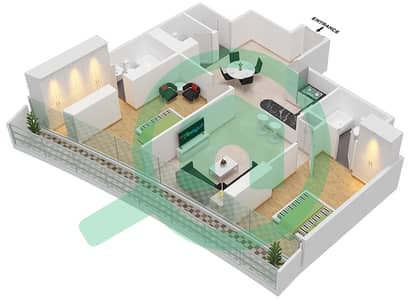 المخططات الطابقية لتصميم الوحدة 706 FLOOR 7TH شقة 2 غرفة نوم - مارينا باي من داماك