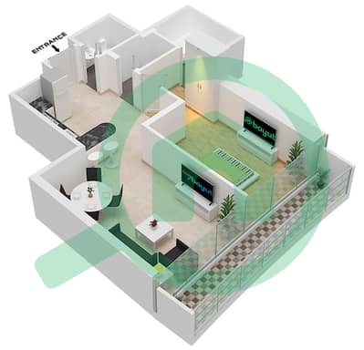 المخططات الطابقية لتصميم الوحدة 714 FLOOR 7TH شقة 1 غرفة نوم - مارينا باي من داماك