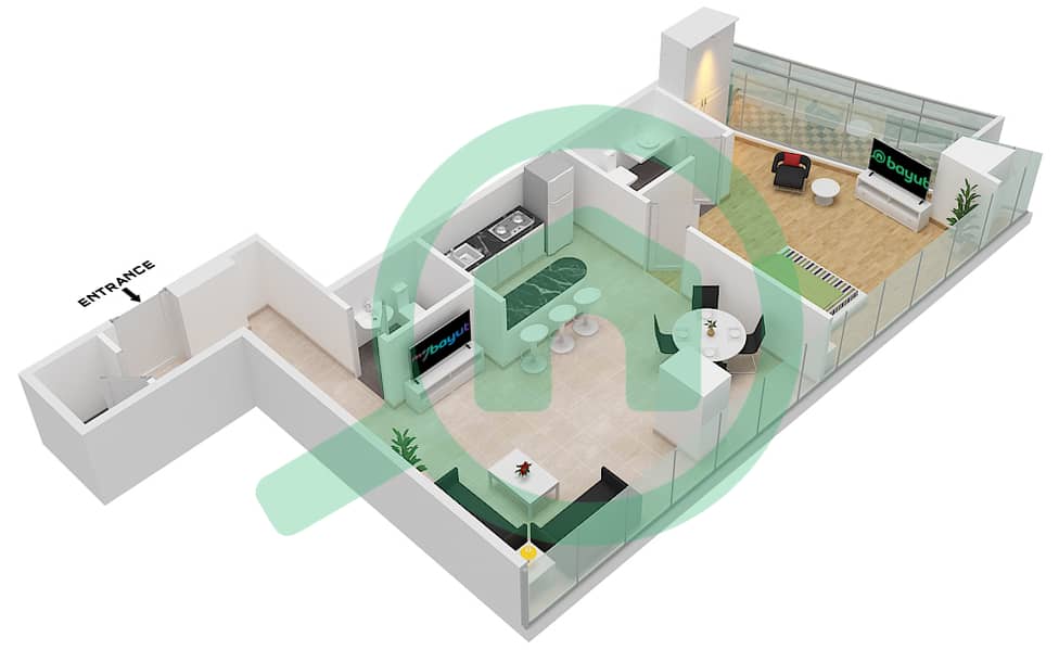 المخططات الطابقية لتصميم الوحدة 705 FLOOR 7TH شقة 1 غرفة نوم - مارينا باي من داماك Floor 7th interactive3D