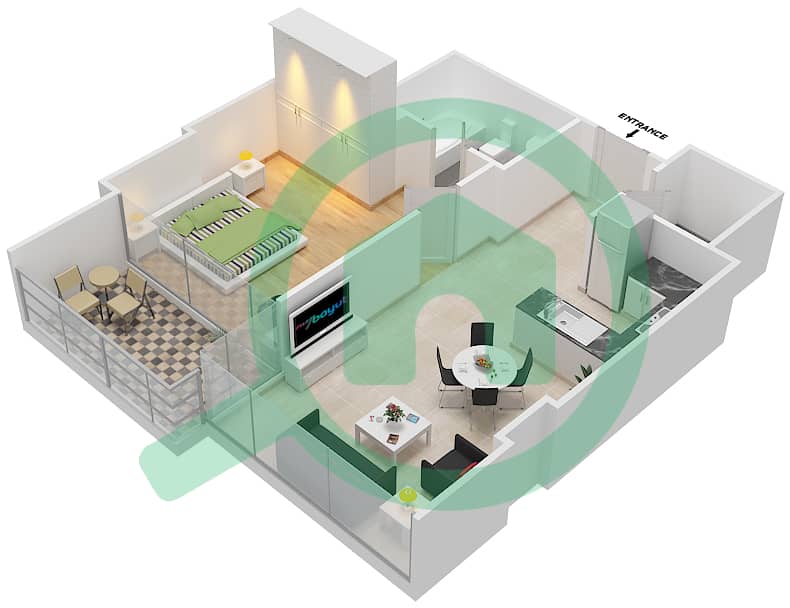 Golf Promenade 2A - 1 Bedroom Apartment Unit 11 FLOOR 7 Floor plan Floor-7 interactive3D