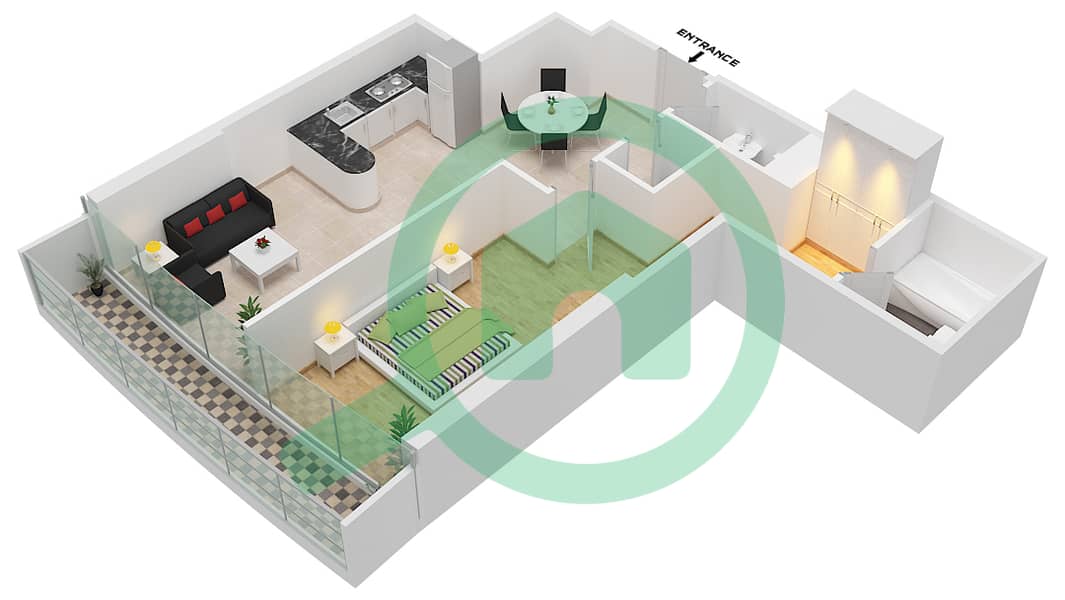 Marina Bay By DAMAC - 1 Bedroom Apartment Unit 710 FLOOR 7TH Floor plan Floor 7Th interactive3D