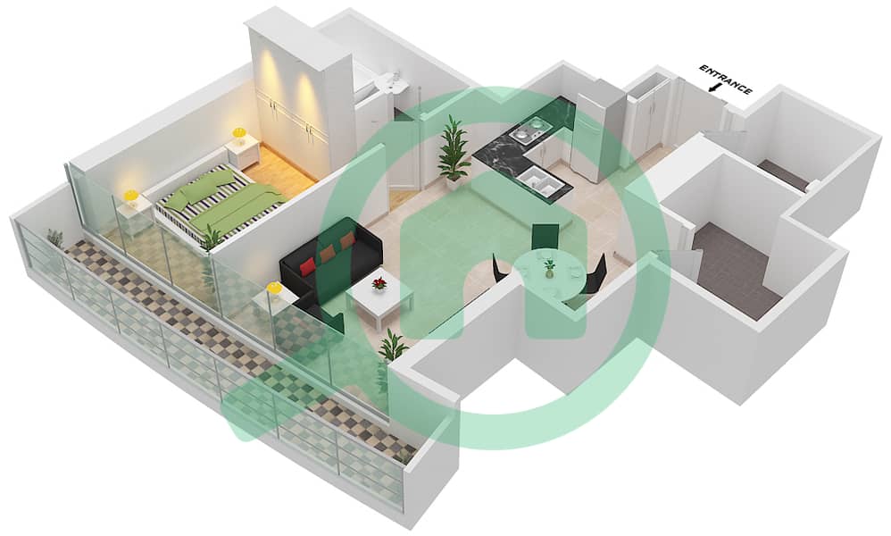 المخططات الطابقية لتصميم الوحدة 711 FLOOR 7TH شقة 1 غرفة نوم - مارينا باي من داماك Floor 7Th interactive3D