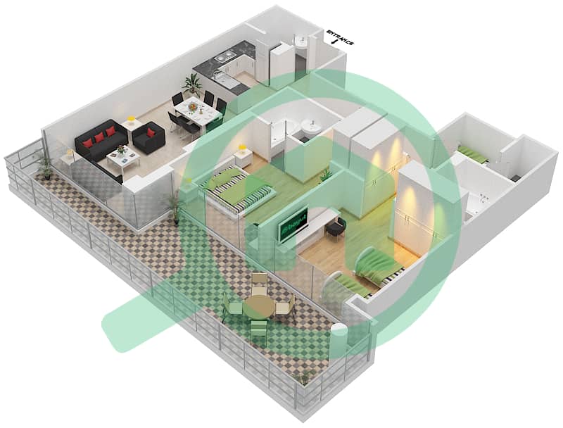 Golf Promenade 2A - 2 Bedroom Apartment Unit 8 FLOOR 8 Floor plan Floor-8 interactive3D