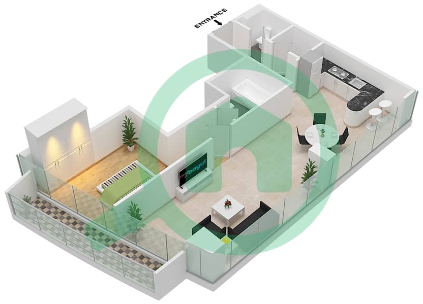 达马克滨海湾 - 1 卧室公寓单位712 FLOOR 7TH戶型图 Floor 7Th interactive3D
