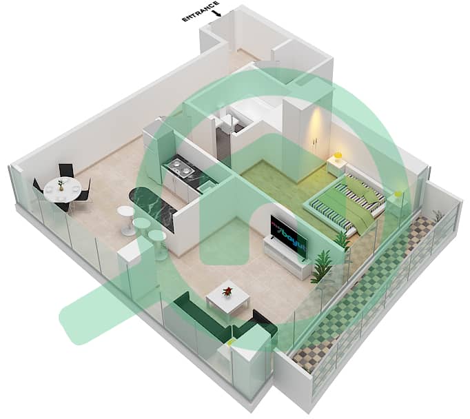 Marina Bay By DAMAC - 1 Bedroom Apartment Unit 713 FLOOR 7TH Floor plan Floor 7Th interactive3D