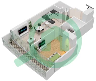 المخططات الطابقية لتصميم الوحدة 809 FLOOR 8TH شقة 1 غرفة نوم - مارينا باي من داماك