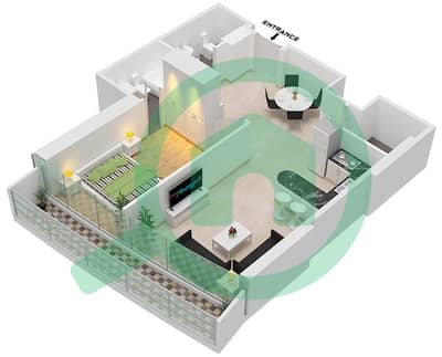 المخططات الطابقية لتصميم الوحدة 811 FLOOR 8TH شقة 1 غرفة نوم - مارينا باي من داماك