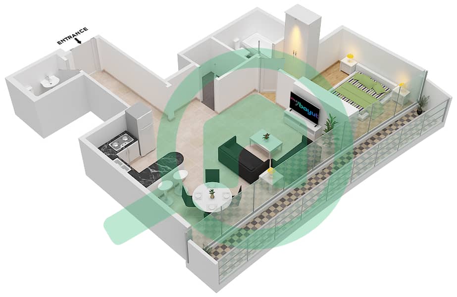 Marina Bay By DAMAC - 1 Bedroom Apartment Unit 715 FLOOR 7TH Floor plan Floor 7Th interactive3D