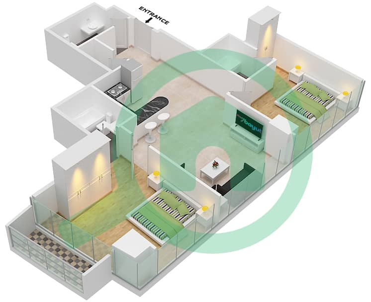 达马克滨海湾 - 2 卧室公寓单位804 FLOOR 8TH戶型图 Floor 8Th interactive3D