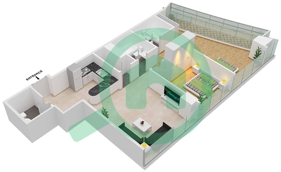 Marina Bay By DAMAC - 2 Bedroom Apartment Unit 805 FLOOR 8TH Floor plan Floor 8Th interactive3D