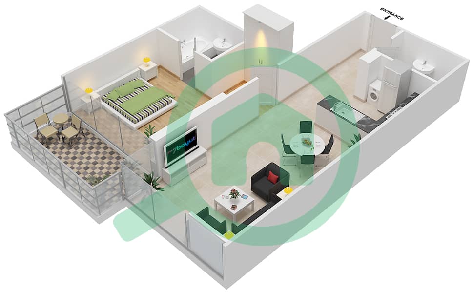 Golf Promenade 2A - 1 Bedroom Apartment Unit 4-FLOOR 9-11 Floor plan Floor-9-11 interactive3D
