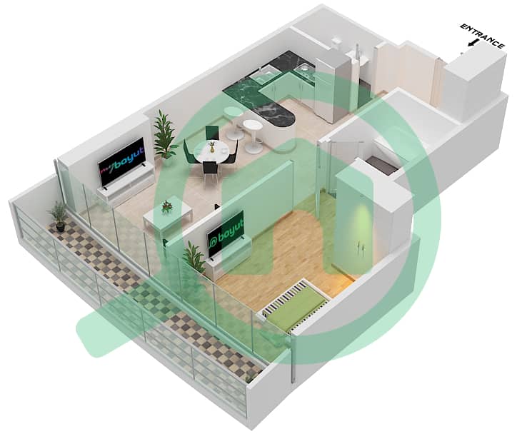 达马克滨海湾 - 1 卧室公寓单位809 FLOOR 8TH戶型图 Floor 8Th interactive3D