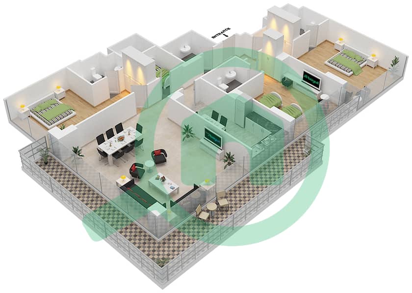 Golf Promenade 2A - 2 Bedroom Apartment Unit 10 FLOOR 9-11 Floor plan Floor 9-11 interactive3D